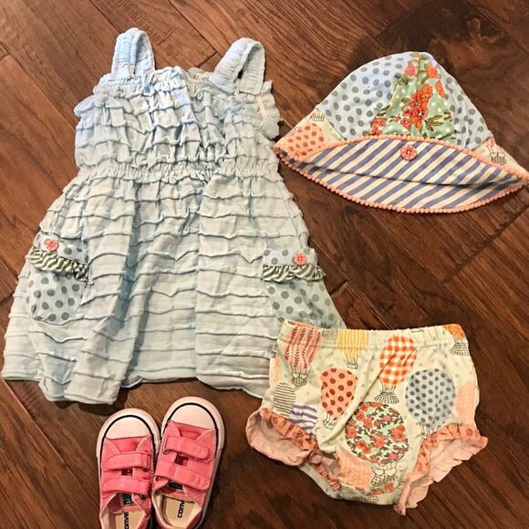 Matilda Jane Girls Dress | Lazy River Dress w/ Diaper Cover & Hat | 18-24 Months - Picture 8 of 11